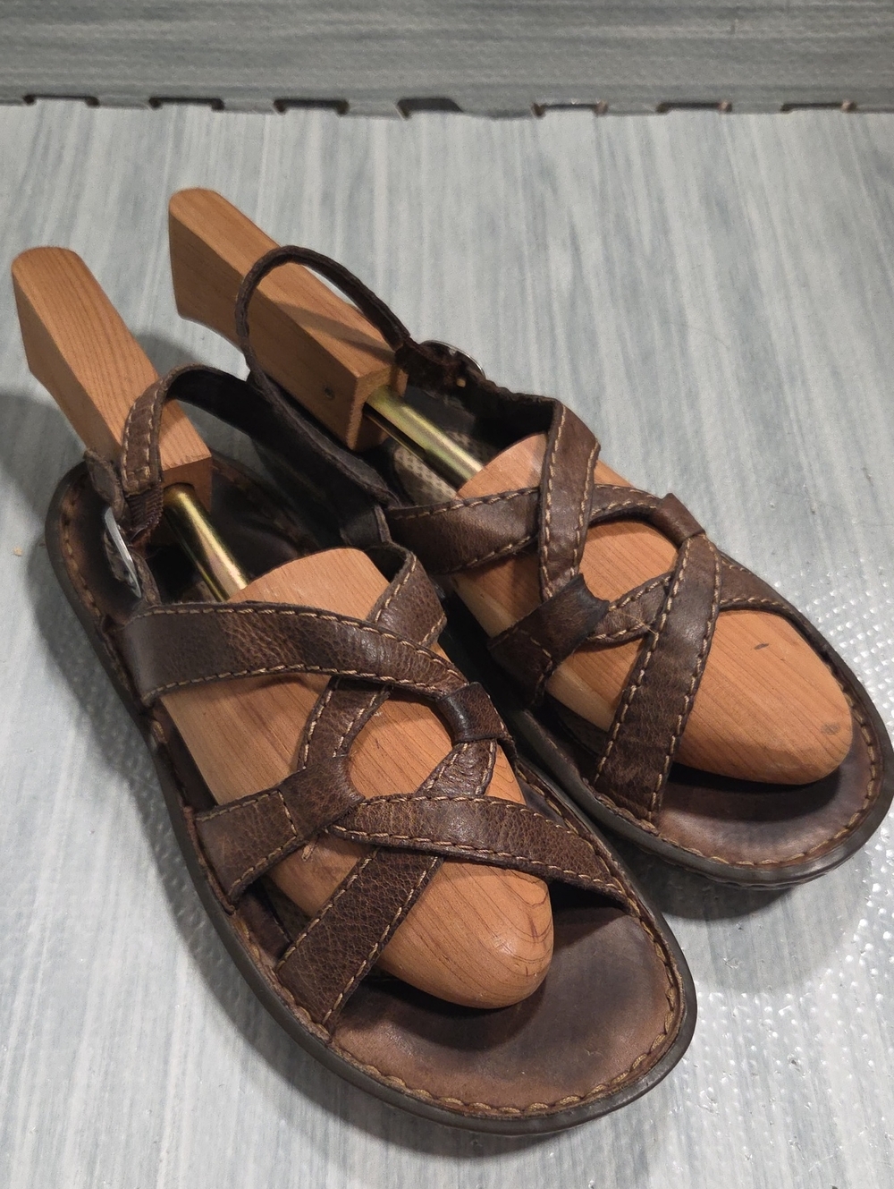 Born Brown Leather Strappy Sandals